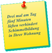 Drei mal am Tag fünf Minuten lüften verhindert Schimmelbildung in Ihrer Wohnung